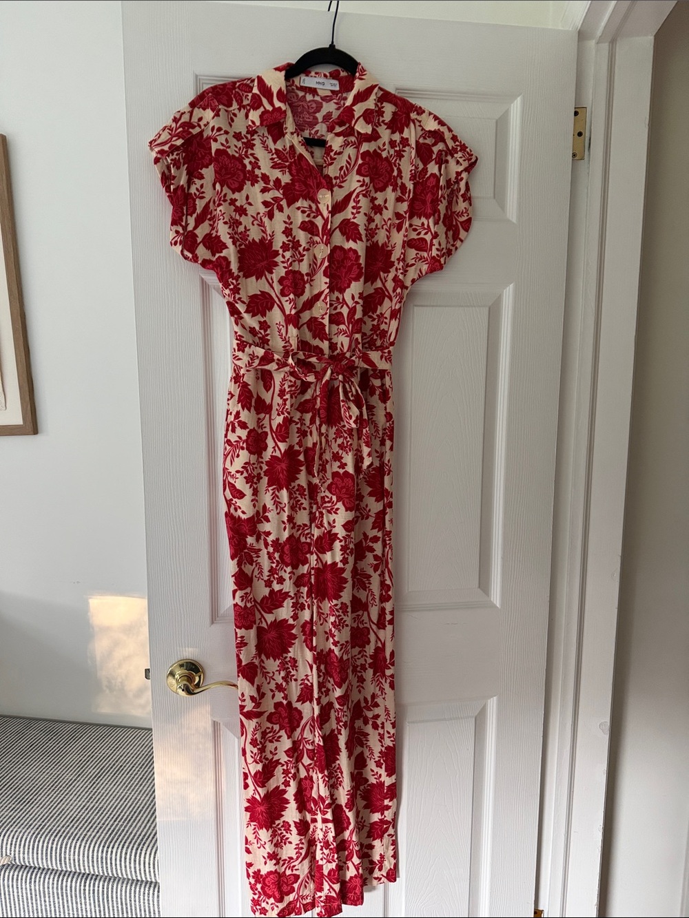Mango Floral Tie-Waist jumpsuit - Women Size S